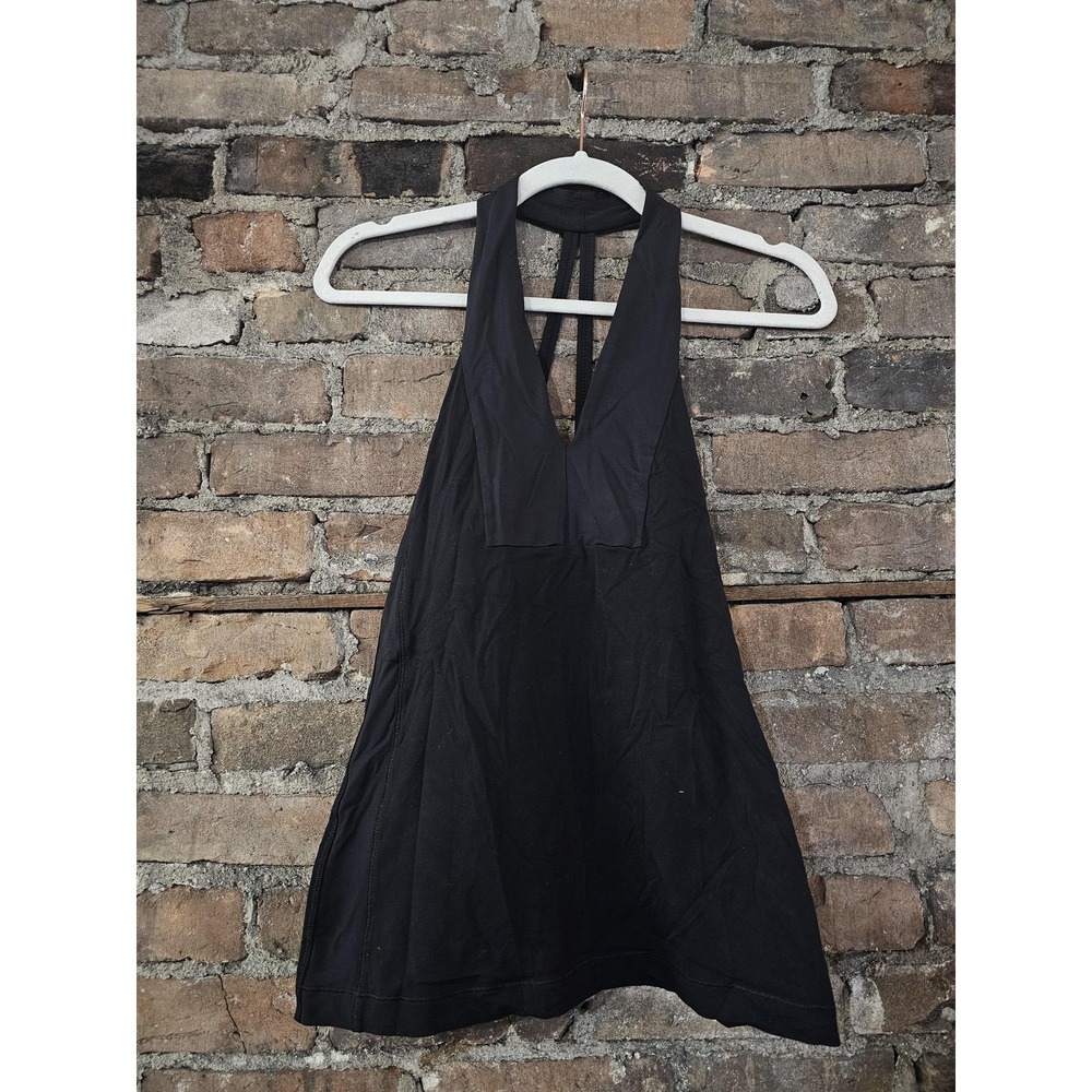 Lululemon Tank Top Womens Size 9 Black Deep V Halter Athletic Yoga Strappy Gym‎
